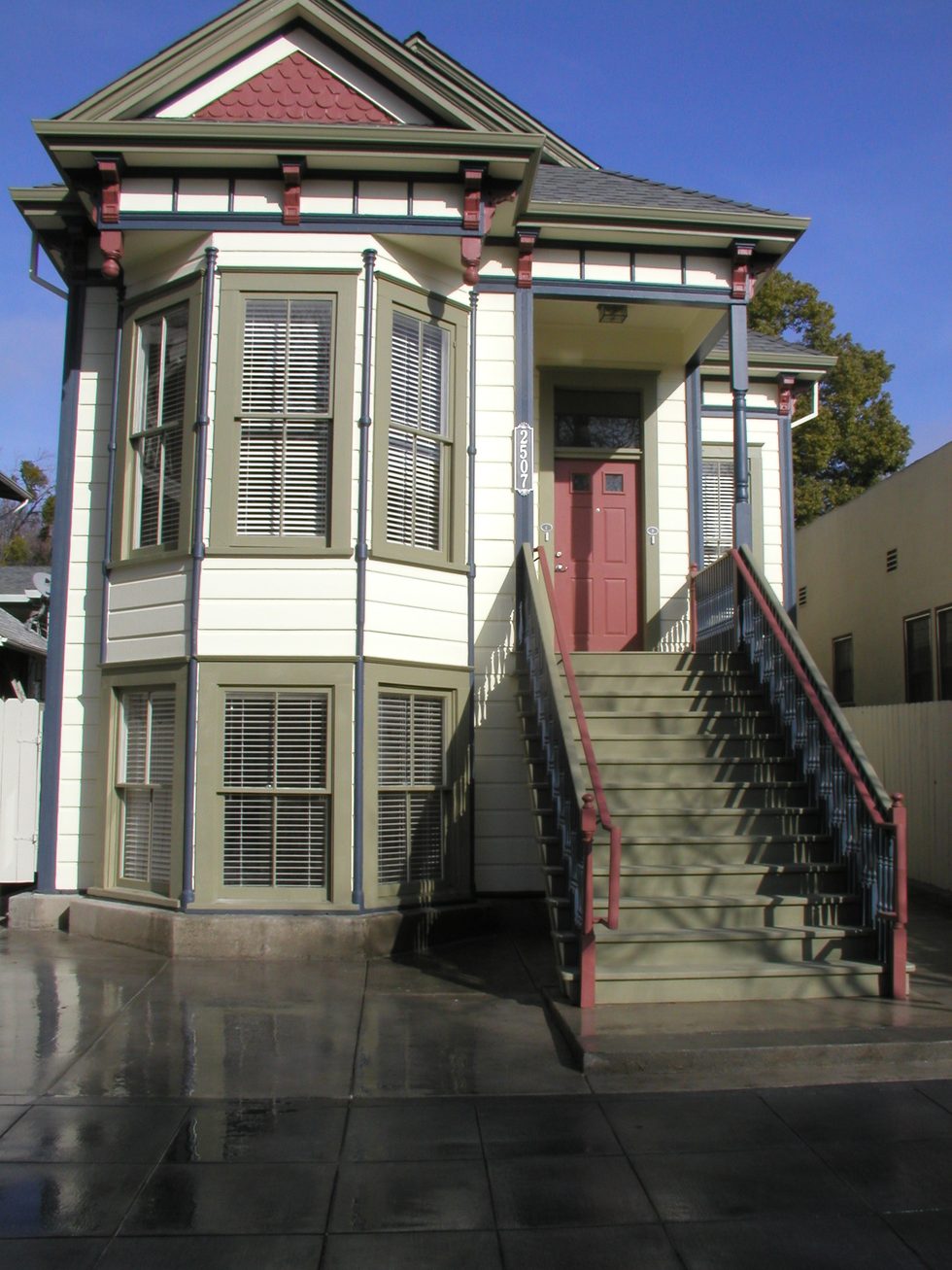 Restored Victorian front entry in midtown Sacramento