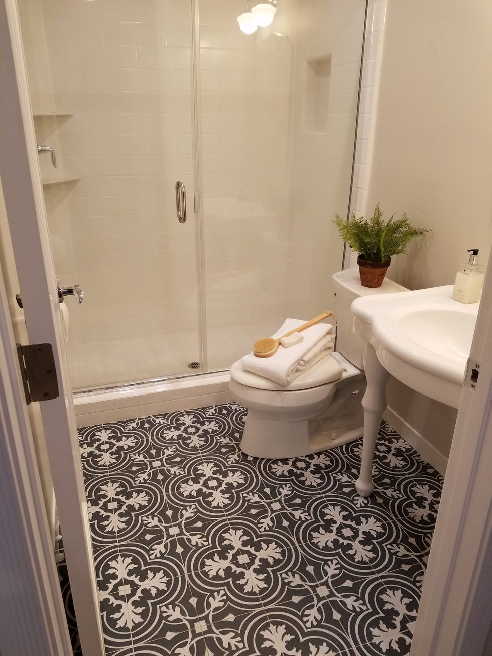 New bathroom tile and vanity in a Sacramento remodel